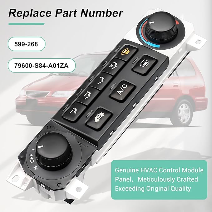 79600-S84-A01ZA Heater Climate Control Switch Compatible with 1998-2004 Honda Odyssey, 1998-2000 Honda Accord 2.3L L4/3.0L V6 AC Control Panel, 79600S84A01ZA 599-268 HVAC Control Panel