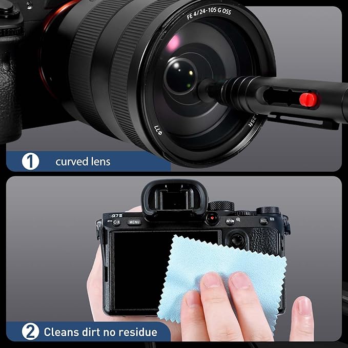 Camera Lens Cleaning Kit - Mirrorless and DSLR Camera Cleaning Kit, Including Lens Paper/Blower, Cotton swabs, dust Free Cloth, Lens Pen, Cleaning Brush