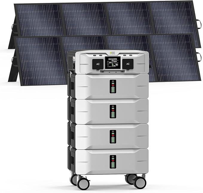 IEE SP5000 Solar Generator 5000W, 10.24kWh Power Station with 2x200W Solar Panels, 5 AC Outlets(9000W Surge), 120V/240V Dual Voltage, LiFePO4 Battery for Home Backup Outdoors Camping RV Emergency