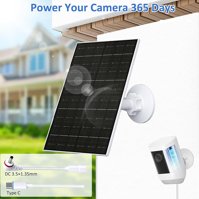 FUTUREZEN Solar Panel for Ring Camera, 6W Solar Charger Compatible - Image 4