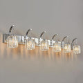 FDPBY 6-Light Crystal Vanity Light, Chrome Modern Wall Sconce with K9 Crystal Shades, 51.18" Long Over Mirror Lighting for Bathroom, Makeup, Hallway, Elegant & Easy Install