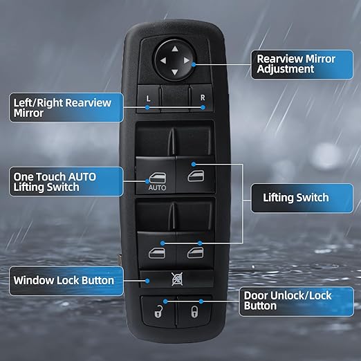 Wuangki Master Power Window Control Switch | Front Driver Side | 13+8 Pins | Compatible with 2011-2016 Journey | OE 68084001AD | Window Buttons