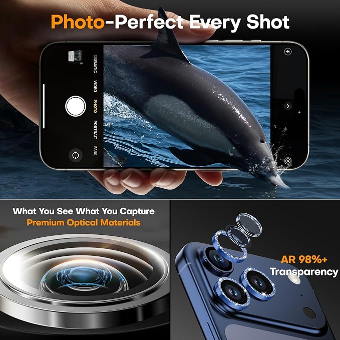 for iPhone 15 Pro/15 Pro Max Camera Lens Protector, Tempered Glass Screen - Image 4