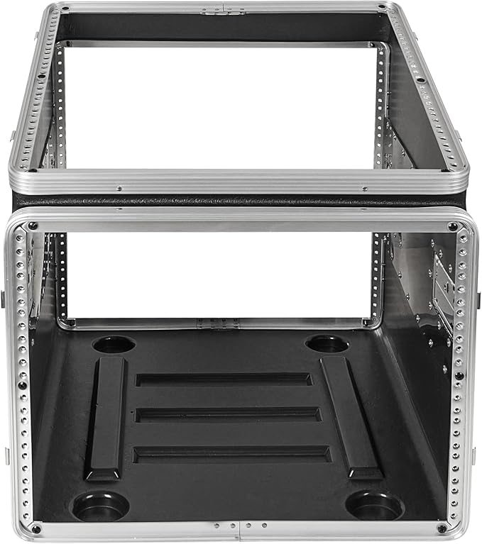 Sound Town Lightweight and Compact 8U ATA ABS Rack Case, with Slant Mixer Top, Casters, 21" Depth, 10U Top and 8U Side Spaces (STMR-A10X8UW)