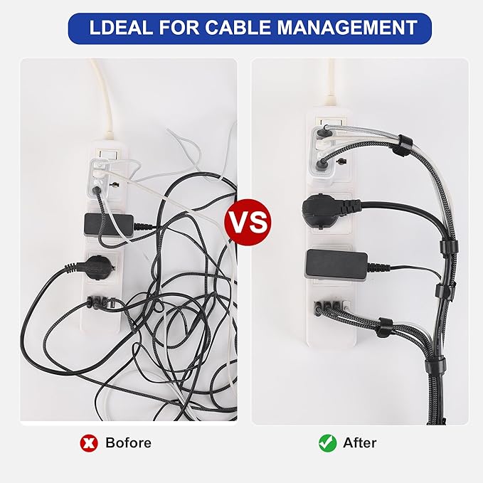 Nettbe Reusable Cable Ties, 210 PCS 6 Inches Adjustable Cord Straps Wire Organizer Cord Wrap and Hook Loop Cable Management