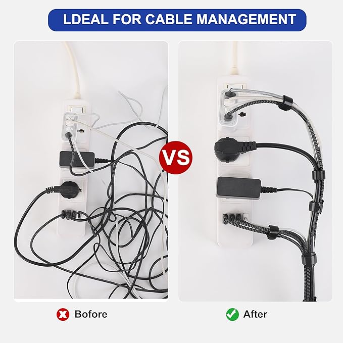 Nettbe Reusable Cable Ties, 126 PCS 6 Inches Adjustable Cord Straps Wire Organizer Cord Wrap and Hook Loop Cable Management