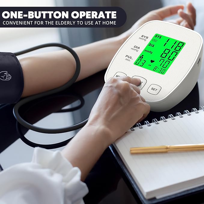 Arm Blood Pressure Monitor with 2 Cuffs, Pediatric Blood Pressure Cuff 6"-9"，Medium/Large Cuff 9"-16.5"， Includes 4 AAA Batteries