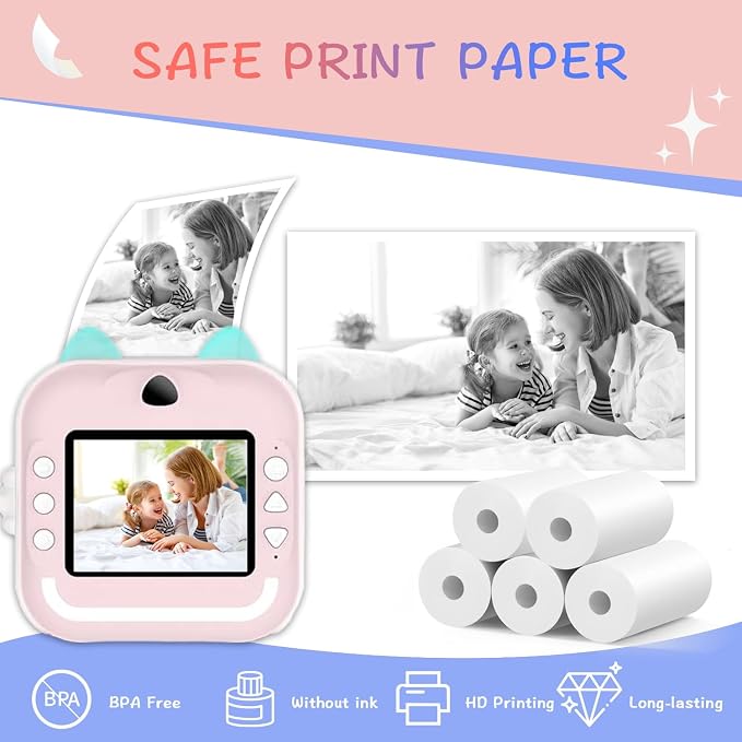 12 Rolls MIARALA Instant Print Kids Camera Paper Roll Refill, HD Print Camera - Image 2