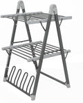 SHARNDY Electric Heated Clothes Drying Rack,Foldable Heated Garment Dryer with Timer Shut-Off Laundry Rack for Clothes Shoes Socks,Aluminum Alloy,Space Gray,Plug & Play,(39.37x25.98x23.82in)