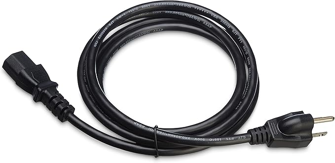 Amazon Basics Computer Monitor TV Replacement Power Cord, 6 ft, 32 count (Pack of 1), Black