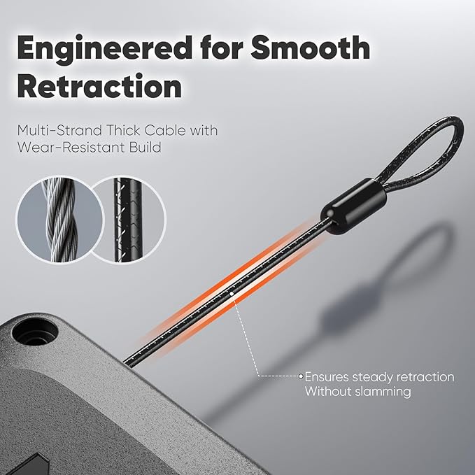EKZ Retractable Automatic Door Closer – Fits Sliding Glass, Screen, Single & Double Doors – Strong 3.3 lb Spring Tension, Punch-Free Easy Install for Entry, Bathroom, Bedroom, Study (1 Pack)