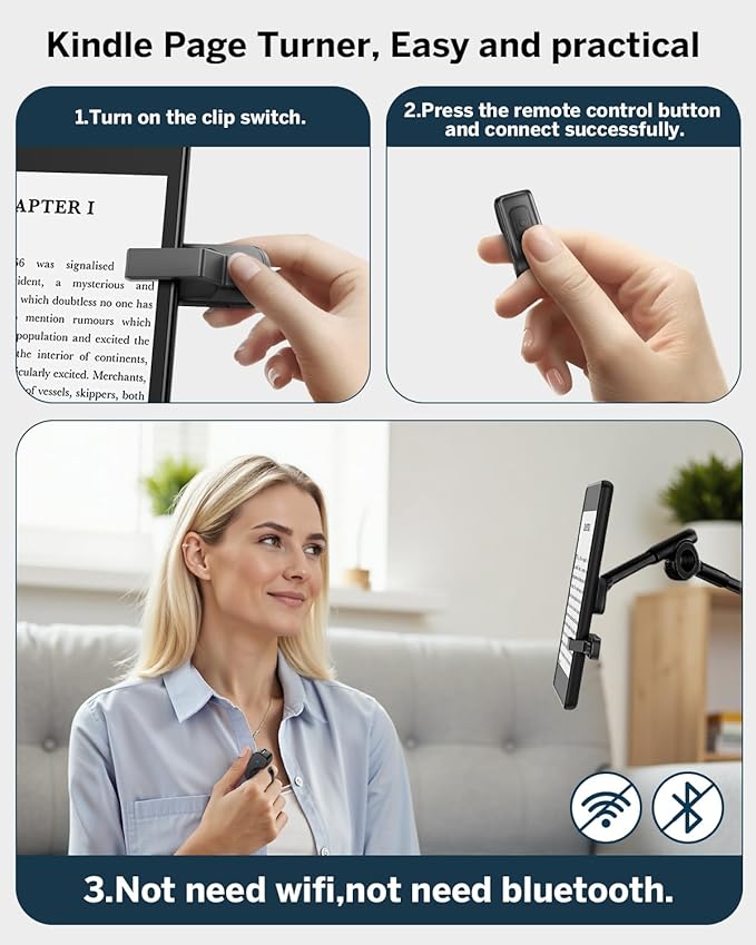 DATAFY [Case-Friendly] Remote Control Page Turner Ring for Kindle Paperwhite Oasis Scribe Kobo eReaders, Camera Camcorder Remote Controls, Page Turner Clicker for iPhone ipad Tablets with Storage Bag