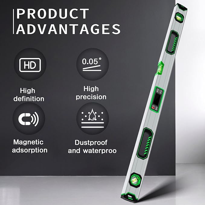 Kanayu Digital Level Digital 40'' LCD Display Magnetic Torpedo Level Tool Protractor Electronic Dust and Waterproof Smart Torpedo Tool for Construction Measuring Home Supplies