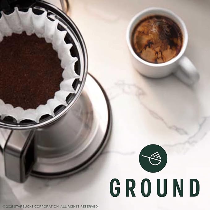 Starbucks Ground Coffee, Dark Roast Hot or Iced Coffee, Espresso Roast, Six 12 oz Bags
