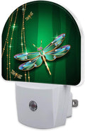 sndheke Green Jewel Dragonfly Night Light for Kids,Luxuxy Gold Dragonfly Night Light Plug in with Dusk to Dawn Sensor,0.5w Energy Saving Sleep Friendly Nightlight for Hallway Stairway Kitchen Bedroom