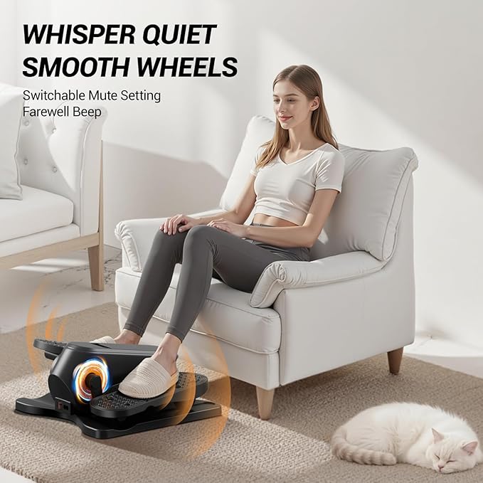 Under Desk Elliptical Machine, Electric Seated Pedal Exerciser, Min Leg Exerciser with Remoter, 12 Level Speeds, Forward & Reverse Direction, Manual & Auto Mode for Home Office