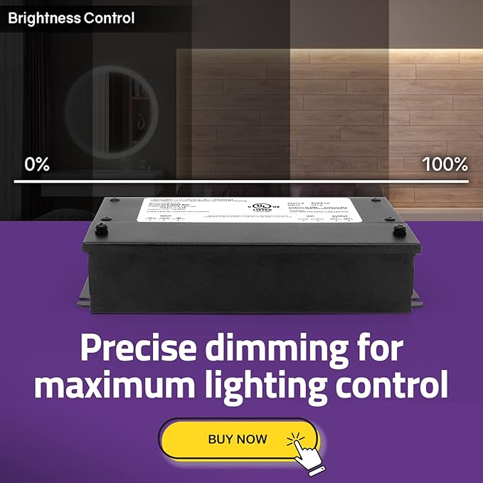 HitLights 24V 96W Dimmable LED Driver – Smooth Flicker Free Dimming – TRIAC, 0-10V, Phase Cut, & 10V PWM – Compatible with Lutron and Leviton Dimmer Switches, UL Listed, Class 2, 100-277V AC – 4A DC