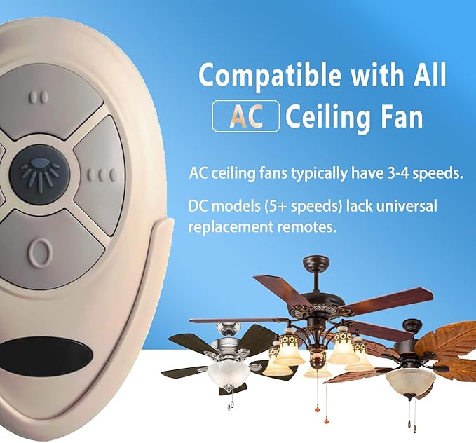 Universal Ceiling Fan Remote Control Kit Replacement for Harbor Breeze Hampton Bay Litex Hunter, 3-Speed Light Dimmer with FAN28R Receiver, Replace FAN-35T KUJCE9603 L3HFAN35T1