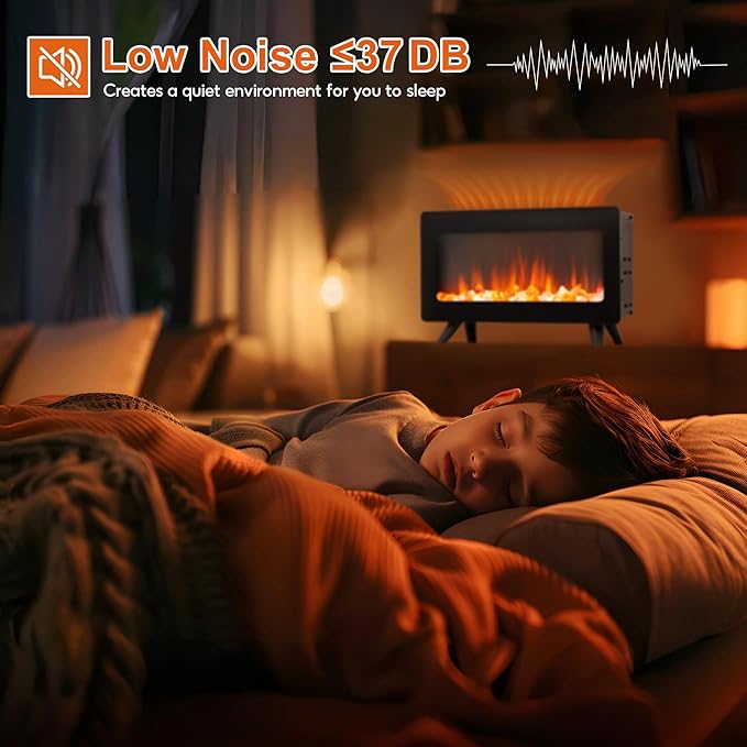 16" Small Electric Fireplace Heater - Desk Space Heater with Realistic Led 3D Flames, Freestanding Fire Places Electric Fireplace Heater for Indoor Use, 750 | 1500w, Overheating Protection
