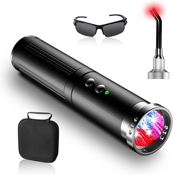 HomeCare 5-in-1 Red Light Therapy Wand, Portable Handheld Red Light Therapy Device for Body & Face Care, 5 Wavelengths & 10Hz Pulse, 4 Light Modes for Home Wellness, Rechargeable with Memory Function