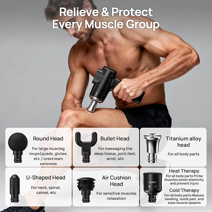 Professional Muscle Massage Gun Deep Tissue with Metal Head Therapy, Portable Handheld Muscle Massager, Percussion Back Body Masajeador 12mm Amptitude, Electric Back and Neck Massager for Athletes