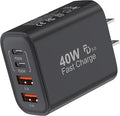 TT&C USB C Block 40W, 4 Ports Wall Plug Fast Charging Block, PD+QC Multiport Power Adapter USB C Charger Type C for iPhone 17, 17 Air, 17 Pro, 17 Pro Max, 16,15,14,13,12 Galaxy Phones-(Black 1Pack)