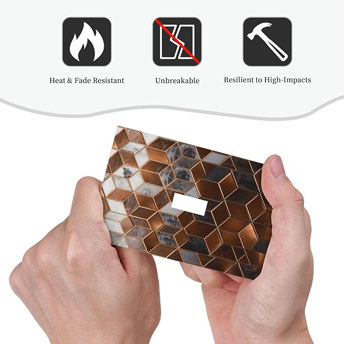 Bvtewkhz Brown Abstract Luxury Modern Geometric Cubic Marble 1 Gang Single Toggle Decorative Light Switch Covers Electrical Faceplate Switch Plates for Bathroom Kitchen Home