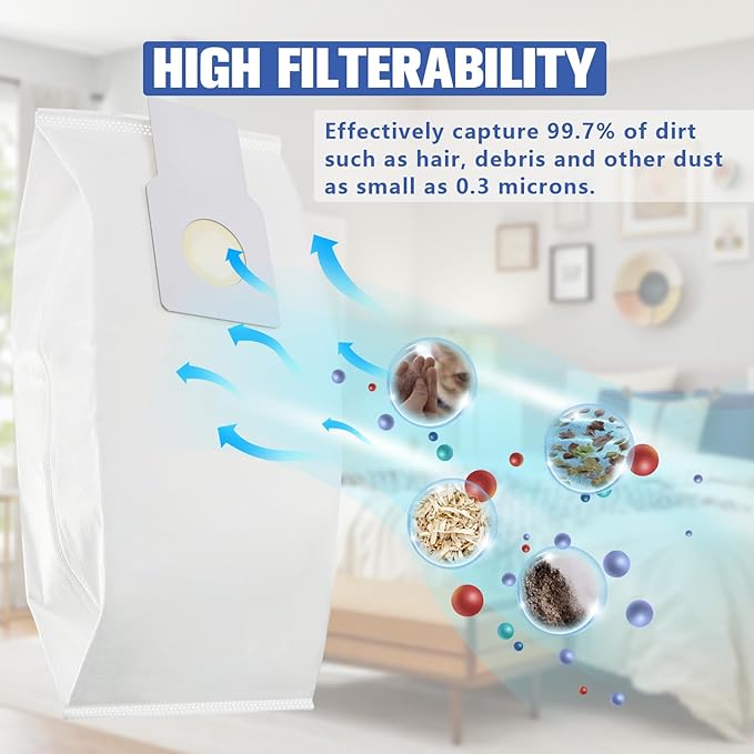 53294 Type O HEPA Cloth Vacuum Bags Replacement for Kenmore Upright Vacuum Cleaners, 12 Pack