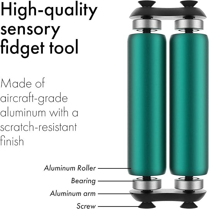 ONO Roller - Handheld Fidget Toy for Adults | Help Relieve Stress, Anxiety, Tension | Promotes Focus, Clarity | Compact, Portable Design (Teal, Junior Size - Aluminum)