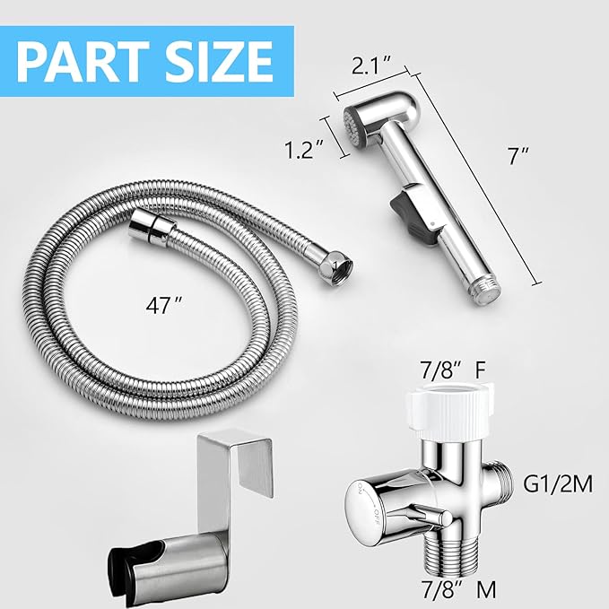 Handheld Bidet Sprayer for Toilet with Adjustable Water Pressure – Feminine Hygiene Shower, Baby Cloth Diaper Washer, Pet Bathing, Easy Installation with Bidet Hose