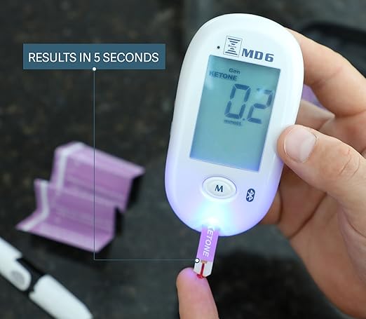 Bruno MD6 Blood Ketone & Glucose Monitoring System | Track Your Ketones & Ketogenic Diet Progress | Ketosis Test Kit with Lancing Device, 10 Keto Strips + 50 Lancets