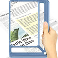 5X Full Page Magnifying Glass for Reading, Lightweight Rectangular Magnifier Provides Large Book Page Viewing Area, Handheld Magnifier for Reading Small Prints for Seniors, Low Vision-Blue