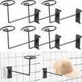 Blulu 6 Pcs Hat Displayer for Gridwall, Metal Hat Helmet Rack Retail Store Display Shelves Organizer Cap Rack Wall Fixtures Gridwall Hooks Accessories for Craft Show Garage (Black)