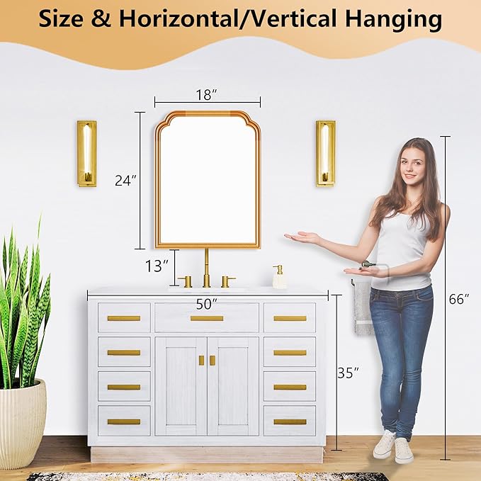 Wood Frame Wall Mirror Decor for Small Bathroom Vanity Entryway, Living Room or Bedroom Home Decor - Light Woodgrain 18" x 24" Natural Color