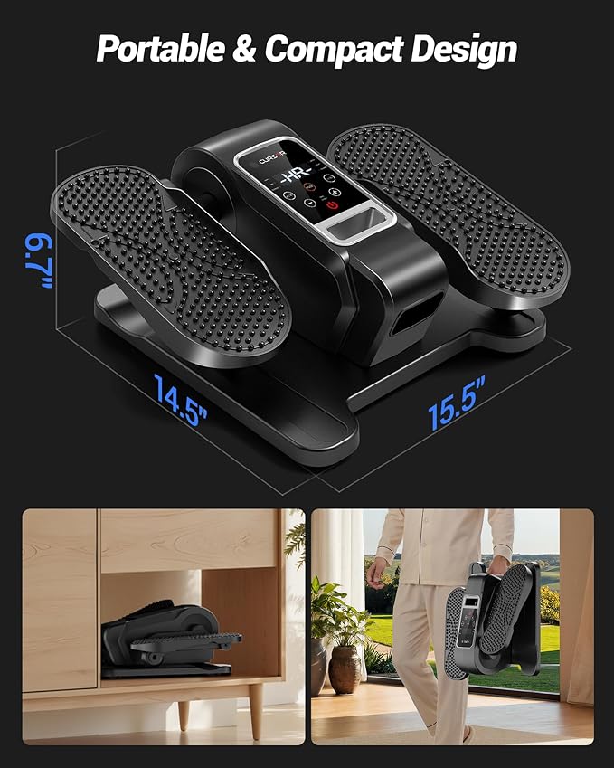 Under Desk Elliptical Machine, Electric Seated Pedal Exerciser, Min Leg Exerciser with Remoter, 12 Level Speeds, Forward & Reverse Direction, Manual & Auto Mode for Home Office