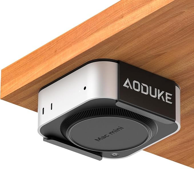 AODUKE Aluminum Alloy Mac mini M4 Under Table Bracket, 2024 Mac mini M4 Pro Wall Mount Stand, Hanging Rack Compatible with VESA Hole Monitor Mount or Plaster Wall, Dock Accessories-AJM4-B