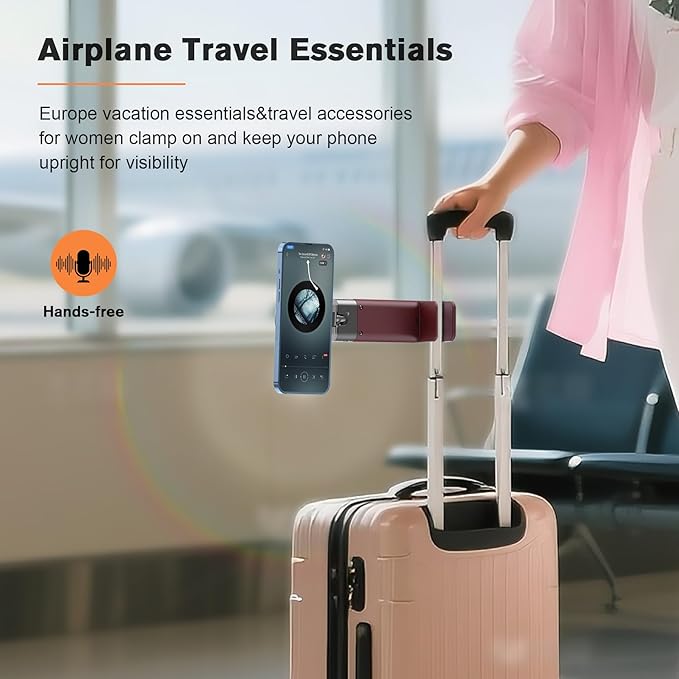 for MagSafe Airplane Phone Holder Mount Travel Essentials for Plane,N55*40 Pro Magnetic Phone Stand for Desk Tray Table 360° Swivel travel gifts for Women Men Airplane Gadgets Cruise Must Haves Red