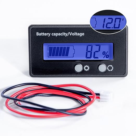 Golf Cart Battery Voltage Meter with Bracket, DC 12V 24V 36V 48V 60V 72V 84V Car Motorcycle Battery Capacity Indicator Monitor Gauge Digital Voltmeter Blue Testers for Acid&Lithium ion Meters