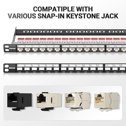 AMPCOM 24 Port Blank Keystone Patch Panel - Image 6