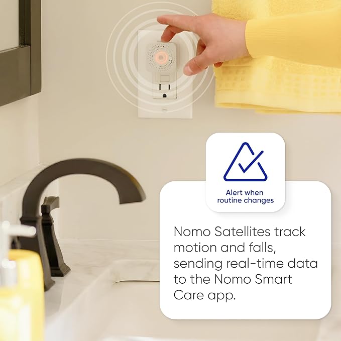 Nomo Smart Care Satellite - Eliminate Dead Zones & Boost Signal - Motion & Light Detector - Works w/Nomo Smart Care System - 2 Pack