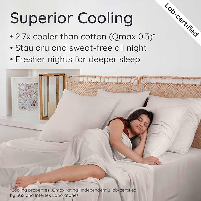 Bambaw 100% Viscose Derived from Bamboo Fitted Sheet King Size, Cooling King Sized Fitted Sheet with Corner Straps, Soft & Breathable (Sand)