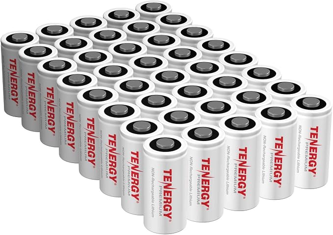 Tenergy Premium 40 Pack NonRechargeable CR123A 3V Lithium Battery, Primary by Tenergy