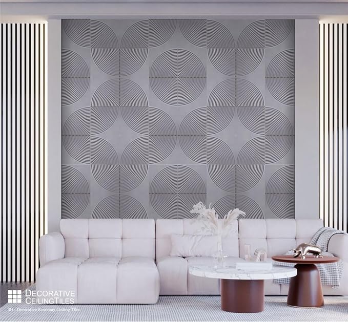 From Plain To Beautiful In Hours 9002 Arc Swell PVC 12 in x 12 in Peel and Stick Wall Panels (Covers / 10 sq.ft), White Matte, 10 Piece