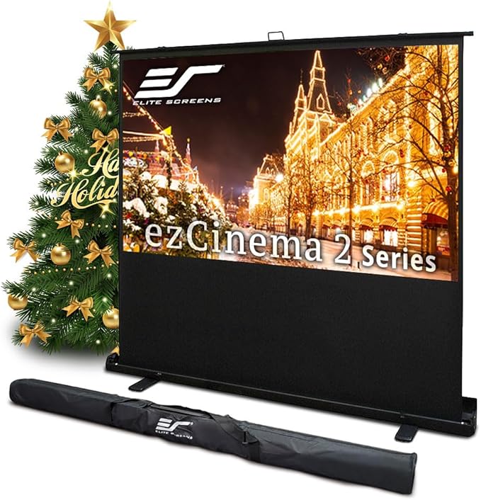 Elite Screens ezCinema 2 Projector Screen, 107-inch 16:9 Manual Floor Pull Up Scissor Backed, Portable Home Theater Office Front Projection + Carrying Bag, US Based Company 2-YEAR WARRANTY, F107XWH2