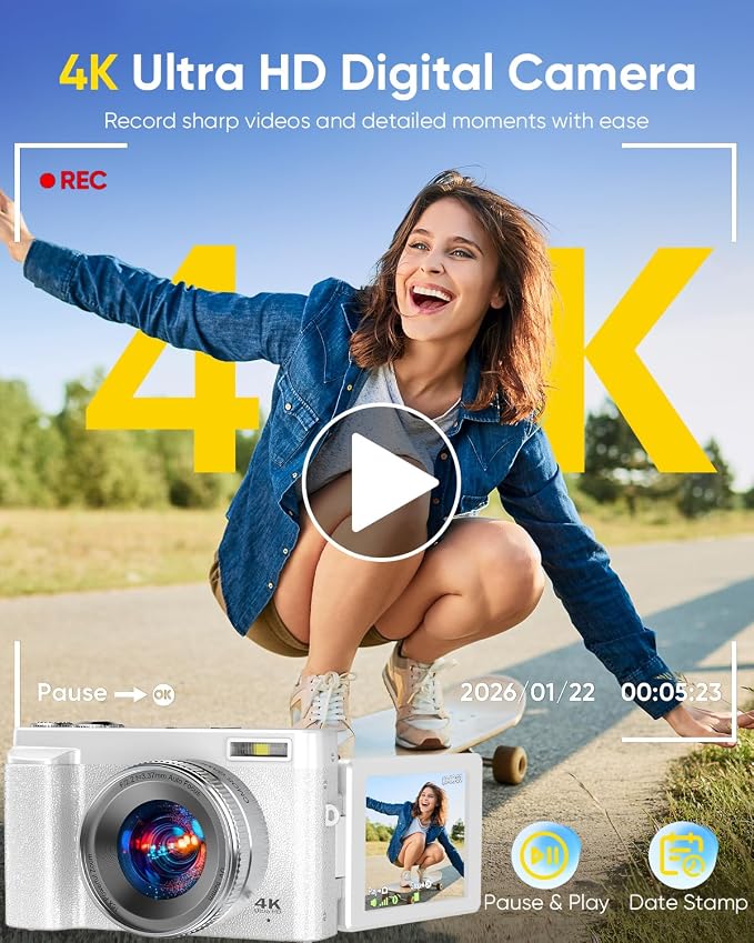 64MP Digital Camera for Photography, 2026 New WiFi 4K Vlog Video Camera for - Image 2