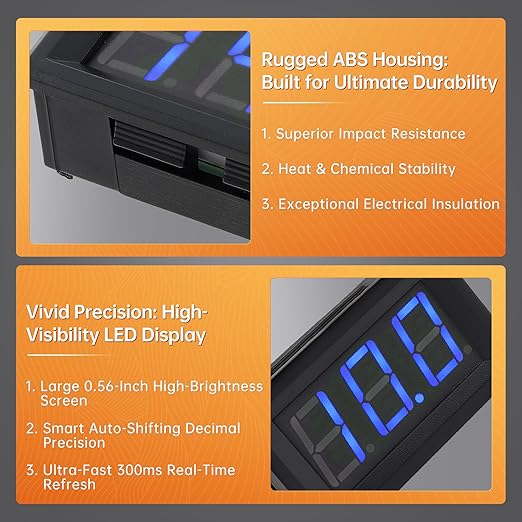 DiGiYes 5 Pack DC 5-120V Digital Mini Voltmeter 2 Wire 0.56 inch LED Display Panel Voltage Meter for Car Motorcycle Battery Monitor (Blue)