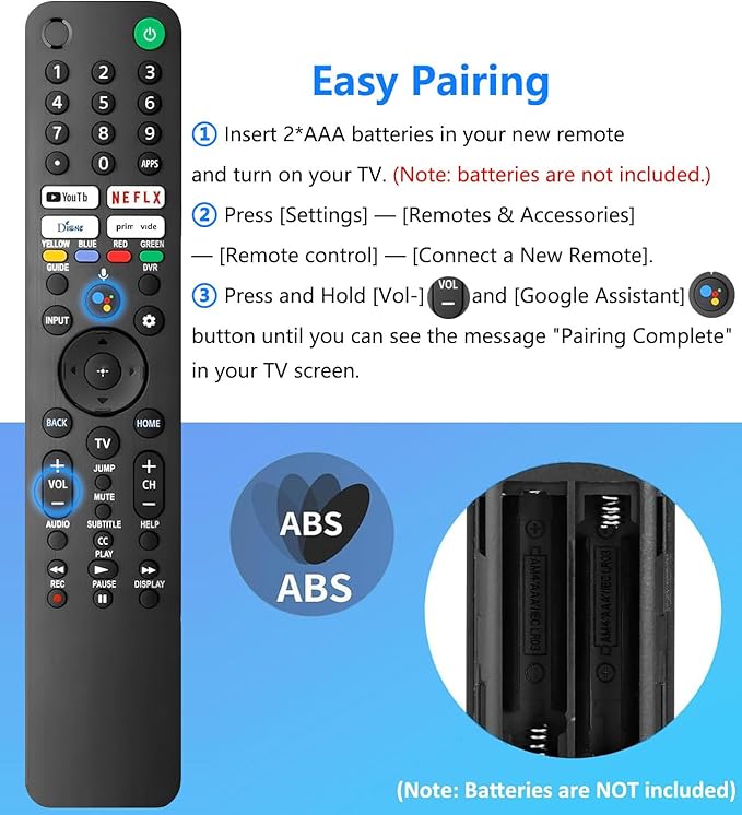 Replacement Voice Remote for Sony TV, for SonyBravia Smart TV with Voice Control, Compatible with Sony Bravia XR/XBR/KD Series 4K/ 8K LED OLED Google/Android Smart TVs