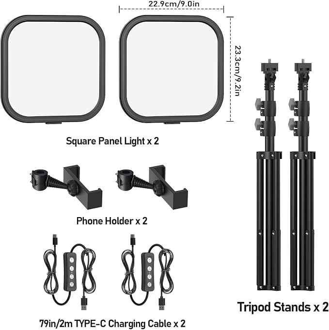 2Pack LED Video Light Kit, Hagibis 15W Photography Lighting Kit, 2500-8500K - Image 7
