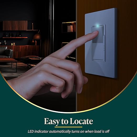 TOPGREENER Digital Dimmer Paddle Light Switch for Dimmable 300W LED/CFL Lights, Single Pole/3-Way, Modern Upgrade,LED Slide Dimmer, Wall Plate Included, UL Listed, White,10 Pack