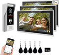 Wired Smart Video Apartments Intercom System,10 Inch Monitors with 1080P Doorbell Camera,3-in-1 Unlocking,TUYA WiFi Door Phone Kits, Ideal for Villas & Homes (1 doorbell + 3 Monitor)